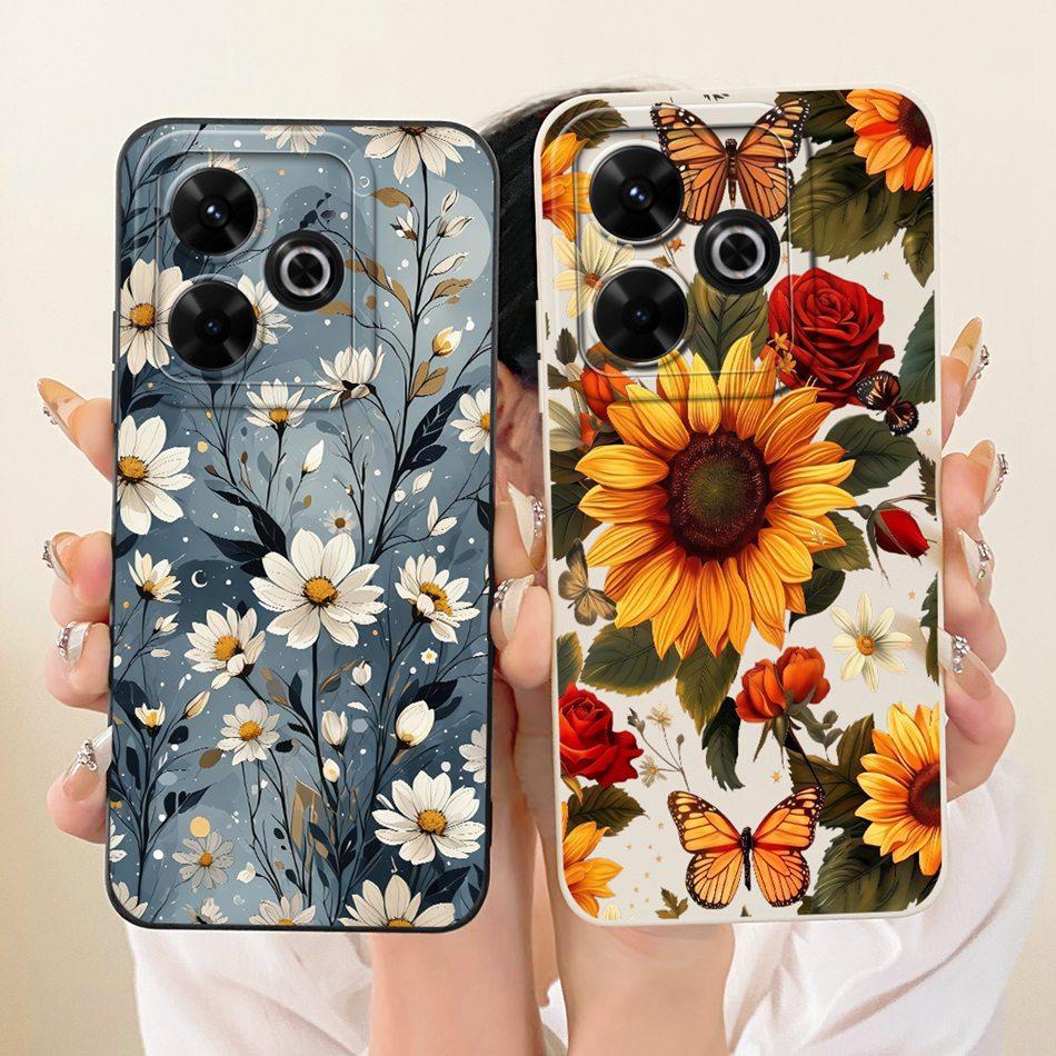 For Xiaomi Redmi 13X Cute Cat Flower Cartoon Phone Case For Redmi 13X Shockproof Soft Silicone Covers Bumpers