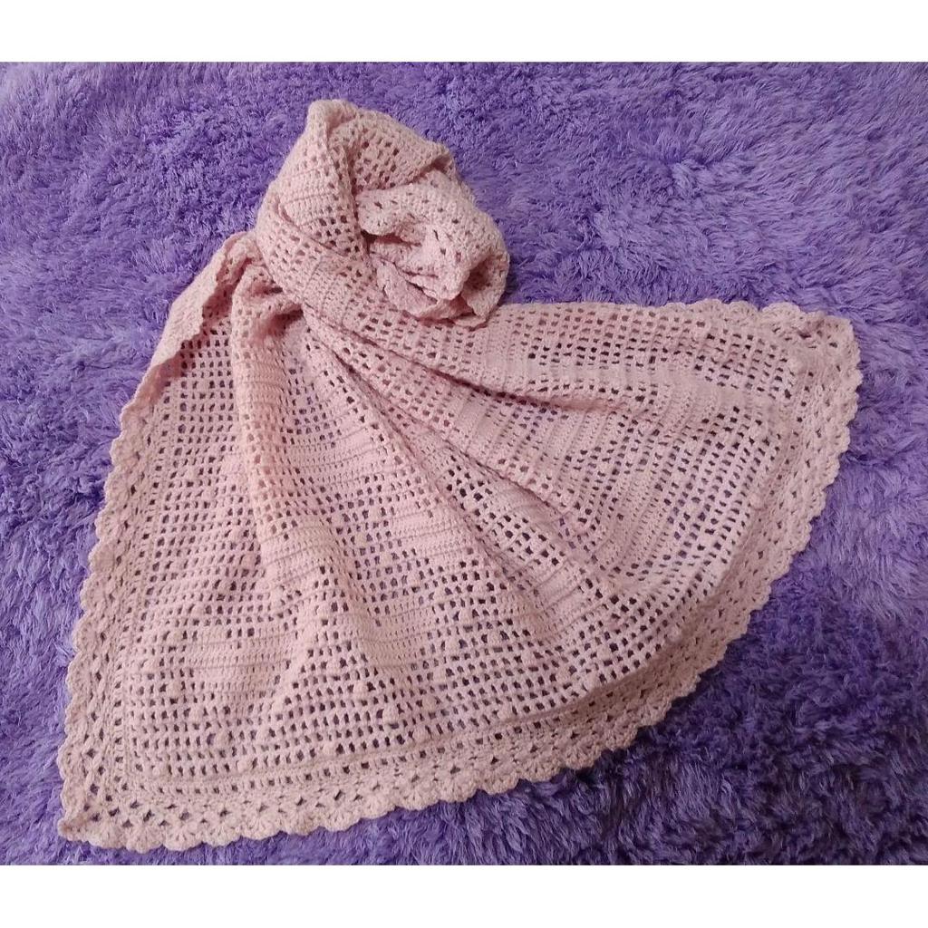 Used Merino wool heart pattern baby blanket swaddle