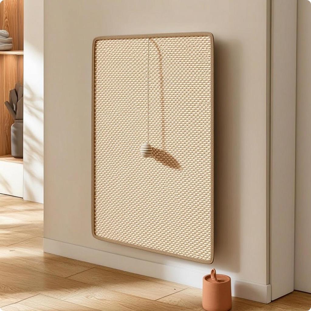 Cat Scratching Mat WallMounted Scratcher with Toy Ball Self Sisal for Cats, Kittens,