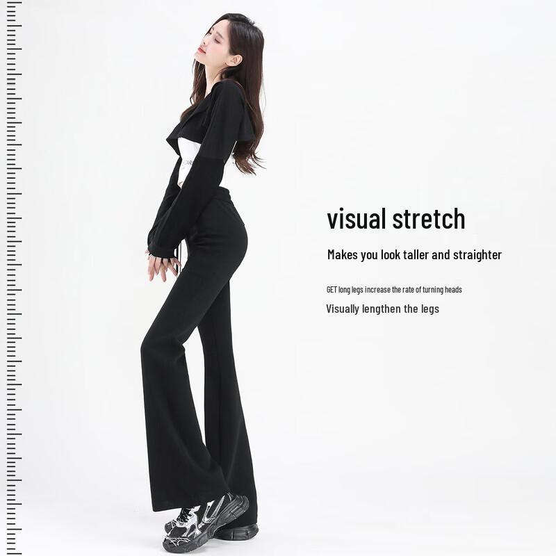 Dámské ležérní kalhoty s vysokým pasem a rozšířenými nohavicemi, které zvedají zadek