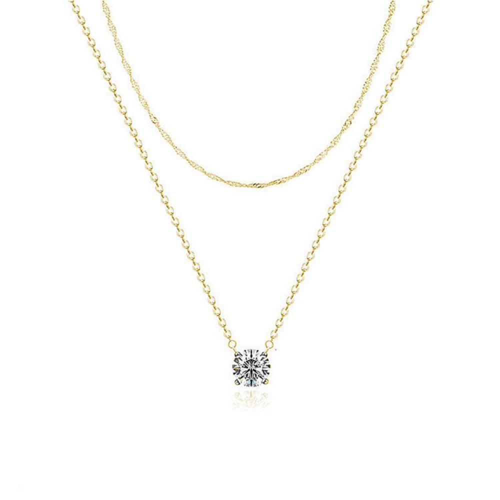 Exquisite Double-Layer Detachable Golden Minimalist Zirconia Women'S Necklace Set, Versatile And Stylish Neck Chain for Women.