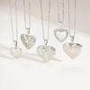 Silver Color Love Heart Photo Frame Pendant Necklace for Women Delicate Floral Oval Heart Locket Pendant  Family Love Collar