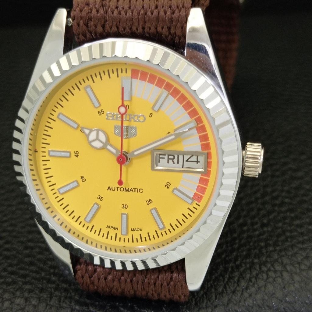 REFURBISHED SEIKO 5 AUTOMATIC 6309A VINTAGE JAPAN MENS YELLOW WATCH A440817-4 Sk-a440817