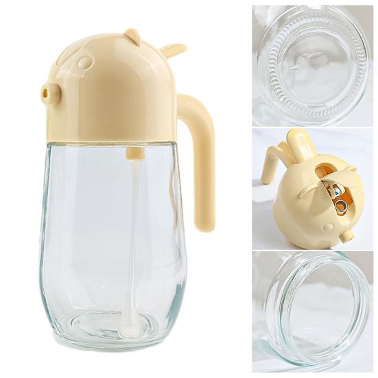 Glass Oil Sprayer And Pourer with Auto-Open Lid 520ml Oil Dispenser for Cooking Baking Air Fryer Ergonomic Handle Dishwasher Safe Kitchen Essential