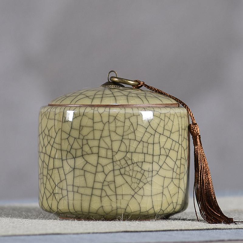 Creative Cracked Ceramic Tea Caddy with Lid Porcelain Sealed Candy Caddy Portable Tea Box Desktop Decoration Home Decoration New