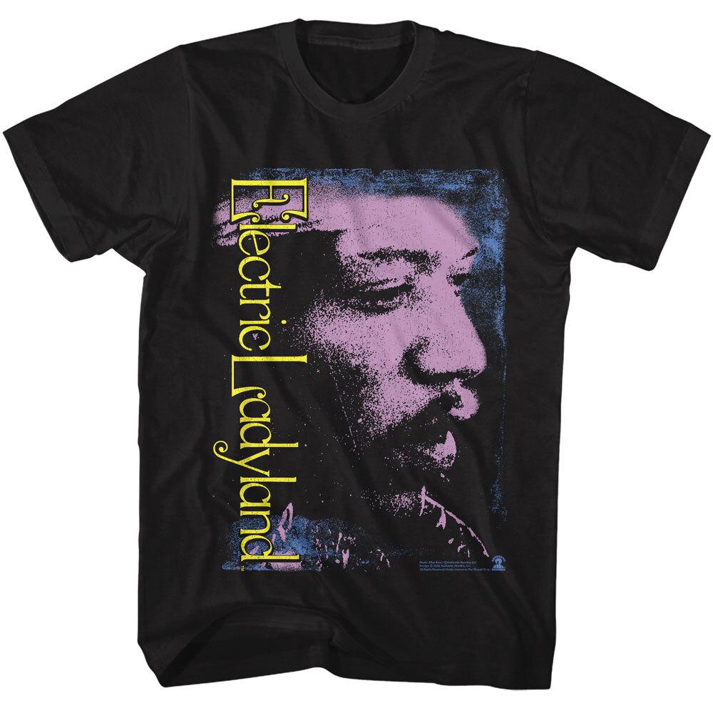 Jimi Hendrix Authentic Music T-Shirt Electric Lady Land Tour Mens Black Cotton Unisex T-Shirt XL