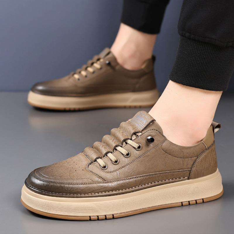 Fashion Cow Leather Platform Board Shoes for Men Designer Soft-soled Men's Running Shoes Spring Autumn Fashion Casual Sneakers Male