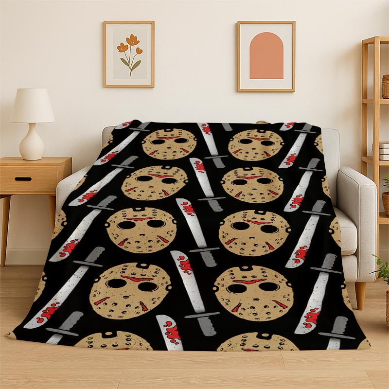 Personaggio Film Horror Chucky S-Scream Cartone Animato Coperta in Flanella Morbida Calda Plaid per Camera da Letto Soggiorno Letto Viaggio Regalo