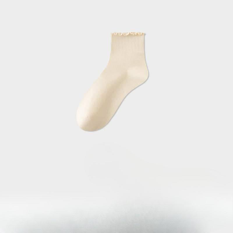 Black Fungus Edge Socks, Women's Cotton Socks, Boneless Short Socks, Summer Thin, Breathable and Sweat-absorbing Mid-calf Socks