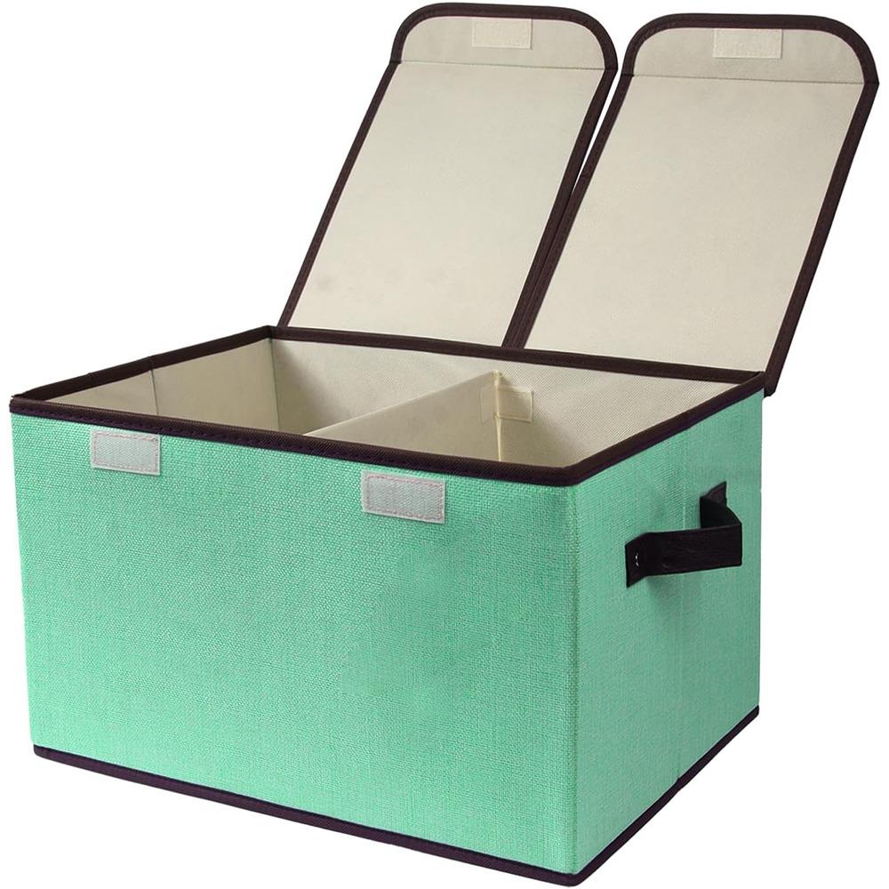with Double-Lid Fabric Storage Box Dividers Home Storage Organizer  for Home Closet Office