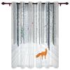 Animal Bird Fox Forest Winter Birch Tree Window Curtains Home Decor Living Room Curtains Kid's Room Cortinas For Kitchen Bedroom