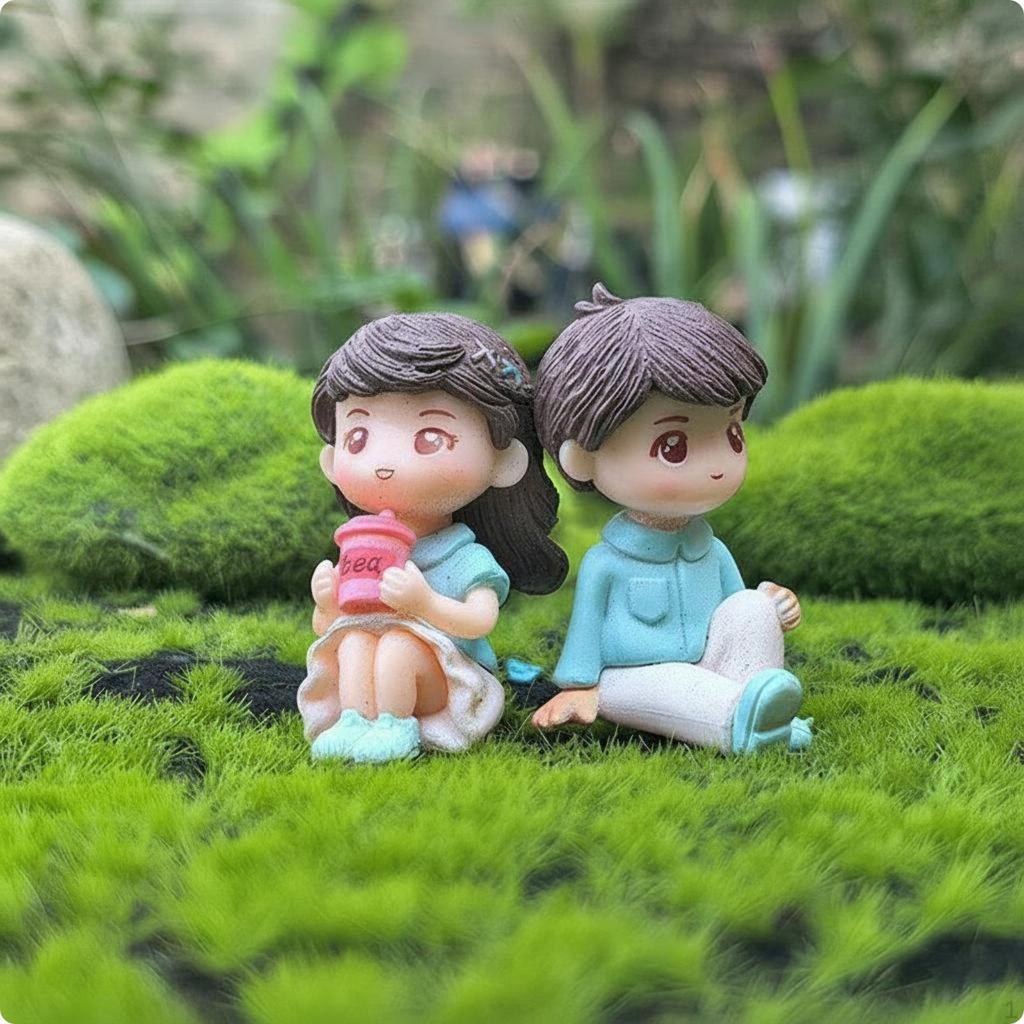 Couple Figurine Cute Design Miniature People Figures Handmade Fairy Garden Miniatures for Potted