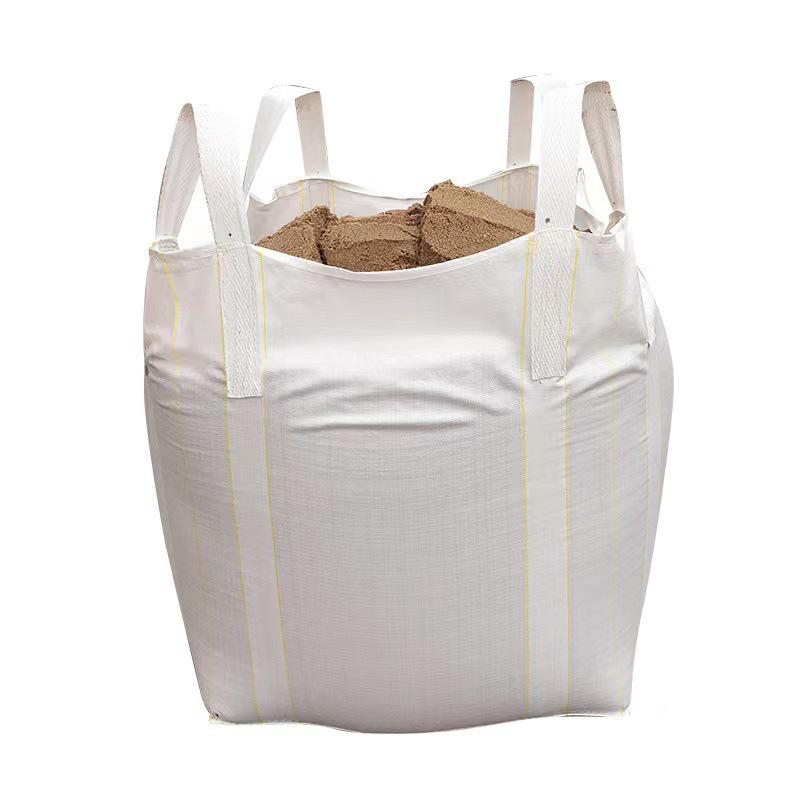 White Industrial Ton Bag, Four Loops, No Bottom Support, High Load Capacity, Available In 1 Ton and 2 Ton Sizes