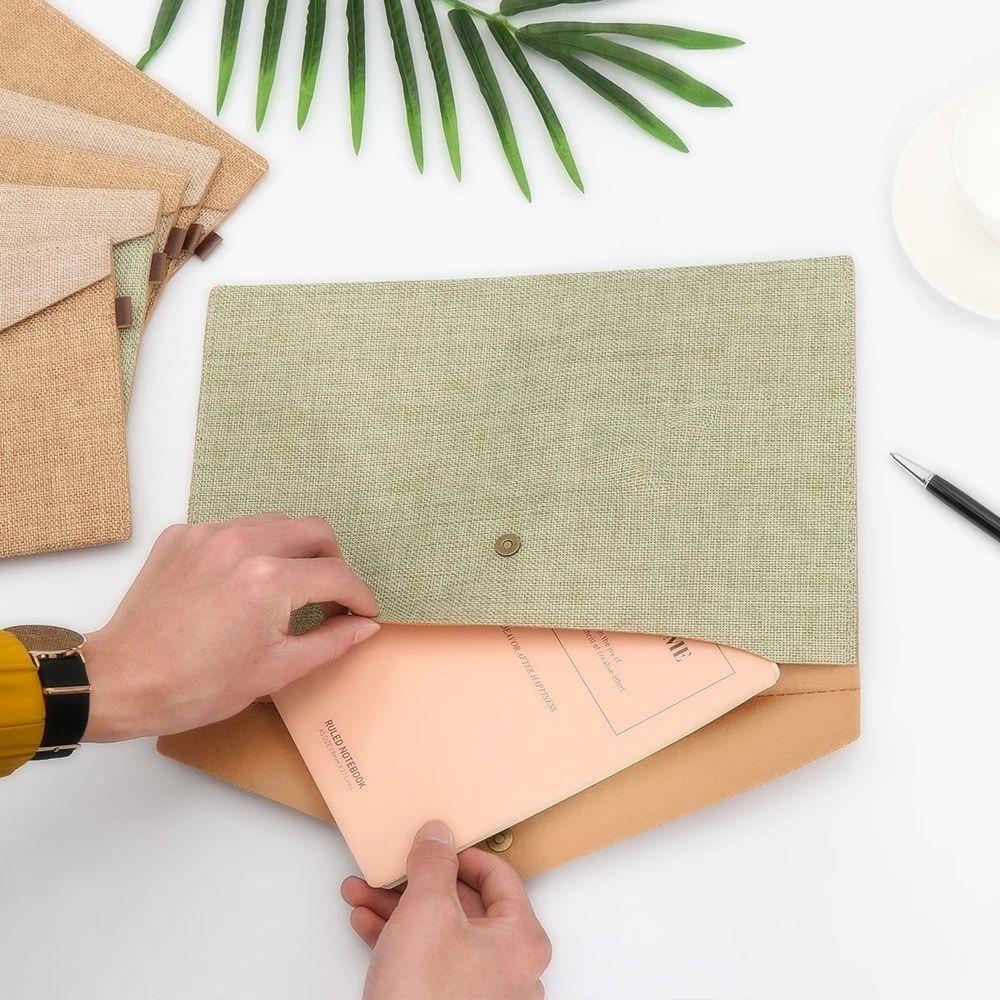 Home Imitation Linen Canvas Document Bag File Folders Folders Organizers File Envelopes File Bags
