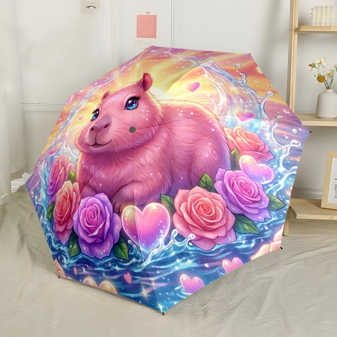

Floral Basket Bears Automatic Umbrella Compact 8 Rib Lightweight Sturdy Construction Perfect for Outdoor Adventures Fashionable Accessory