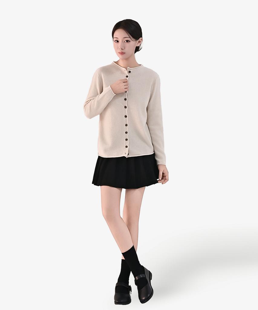 Clace 100% Wool Loose Fit Cardigan With Button Details_Brown