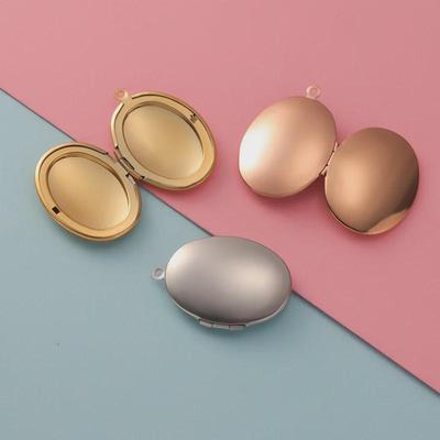 316L Mirror Polished Stainless Steel Oval Photo Frame Memorial Pendant Necklace, 24x33.5mm