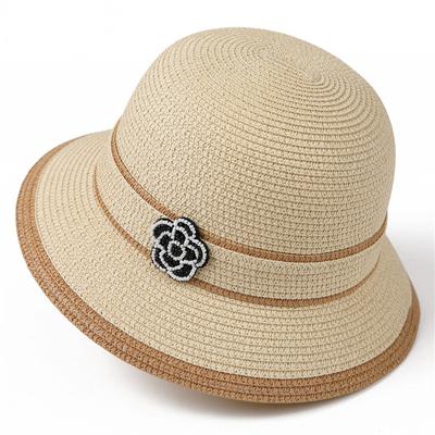 Sun Hat Women'S Foldable Sunscreen Hat Summer Flower Straw Hat Seaside Big Brim Sun Hat