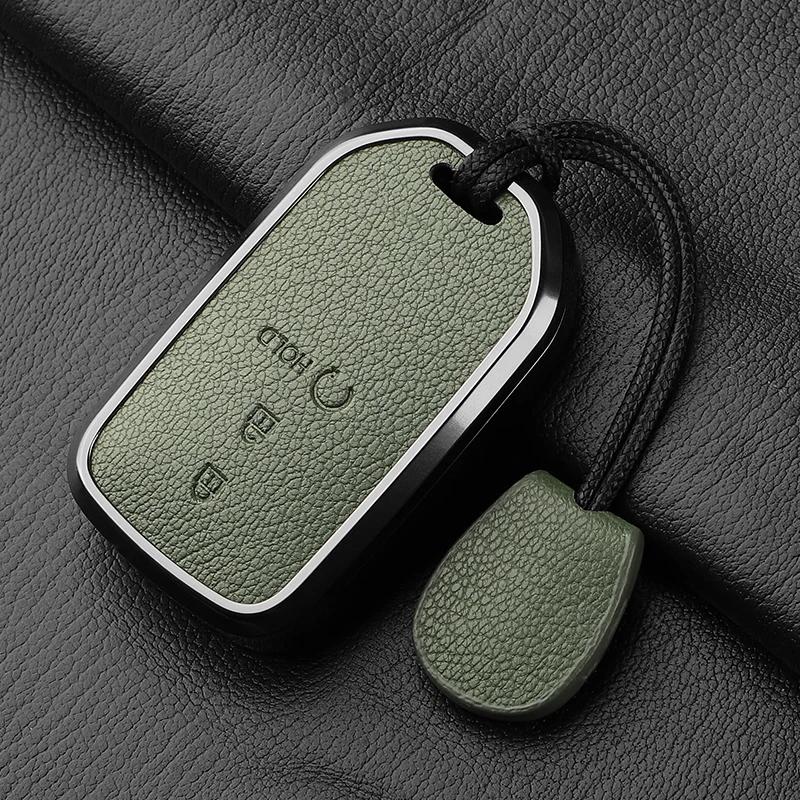 Aluminum Alloy Goatskin Car Key Case Cover For Honda Crv Cr-V Fit Civic Accord Hr-V Hrv City Odyssey Xr-V Auto Keychain