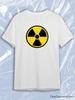 White Crew Neck Short Sleeve T-Shirt with Yellow Radiation Symbol