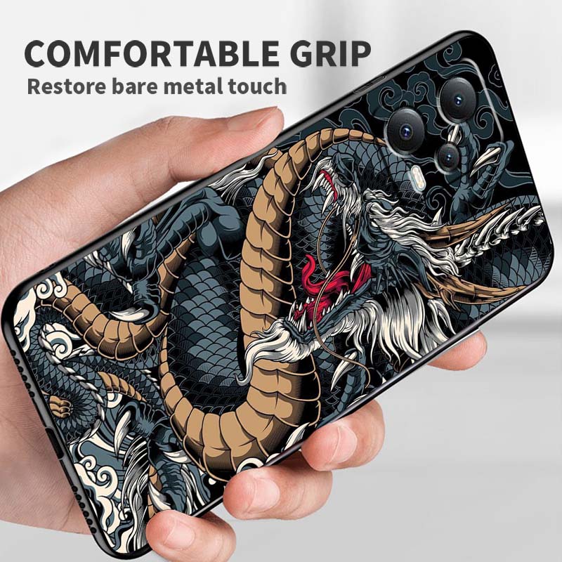 Fashion Dragon Illustration Phone Case For Xiaomi Redmi Note 15 14 13 12 12S 11E 11 11S Pro Plus 4G 5G Black Soft TPU