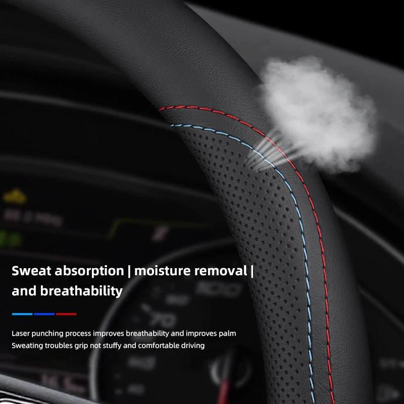 2025 Hot 38cm Nappa Leather Anti Slip Car Steering Wheel Cover For Mazda Speed 2 3 5 6 Atenza CX80 CX70 CX90 CX3 CX5 CX8 MX30 CX