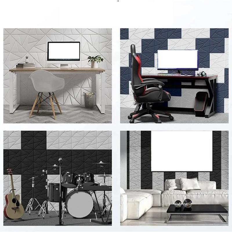 Pack of 12 Square Foam Panels Soundproof Wall Panels Acoustics Tiles Polyester Texture Perfect for Studios Bedroom Wall