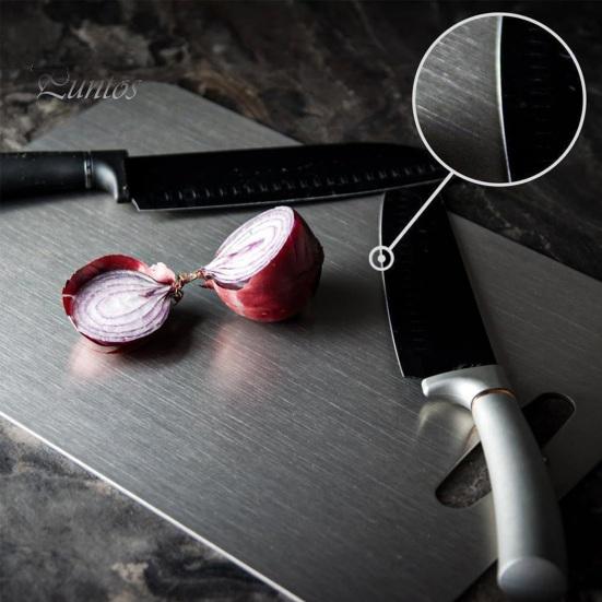Tagliere in acciaio inossidabile Tagliere bifacciale per cucina Manico facile da impugnare Grande tagliere versatile per la preparazione di alimenti per carne, verdure, frutta