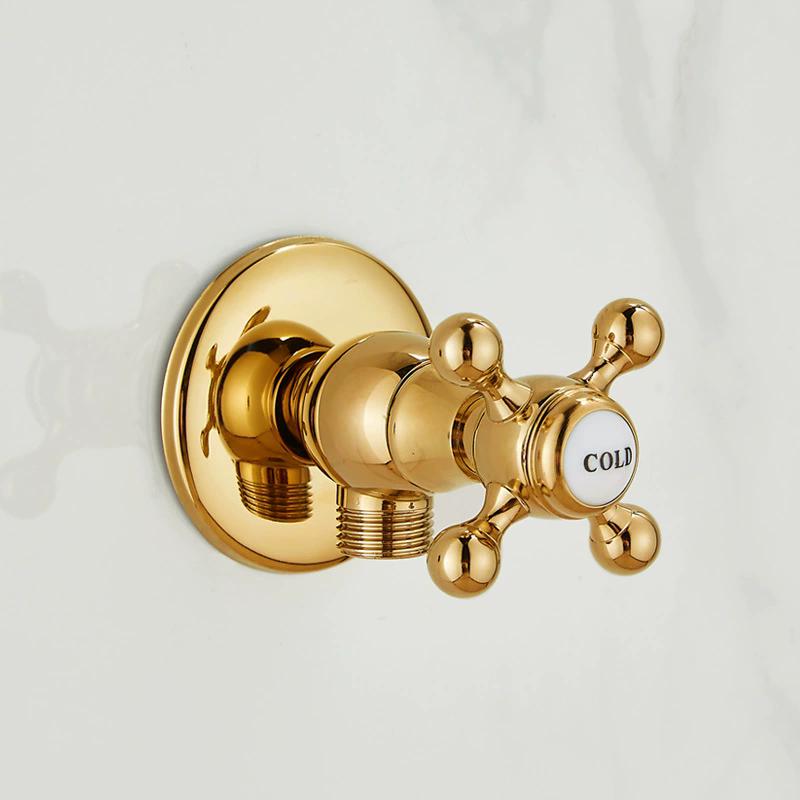 Tuqiu Gold Brass Angle Valve Water Control Valve Corner Valve Chrome Bathroom Tap Water Valve 1/2*1/2 Brass Gold Angle valves