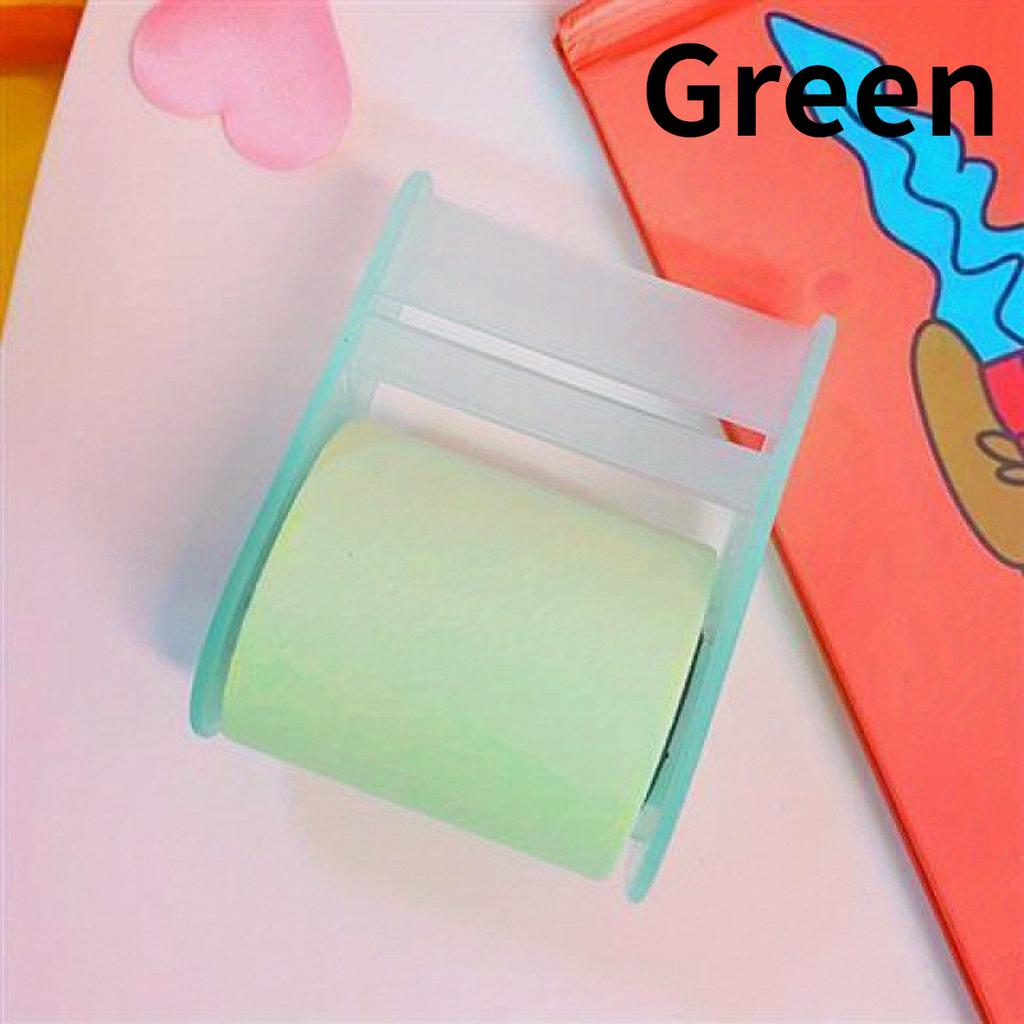 1pc Sticky Notes, School Supplies, Bookmark Accessories, With Tape Holder, Assorted Colors (Pink/Green). Color Sticky  notes
