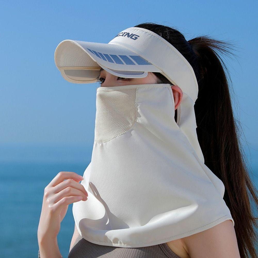 

With Face Mask Empty Top Hat Wide Brim Sunshade Hat Korean Style Women Cap Cycling