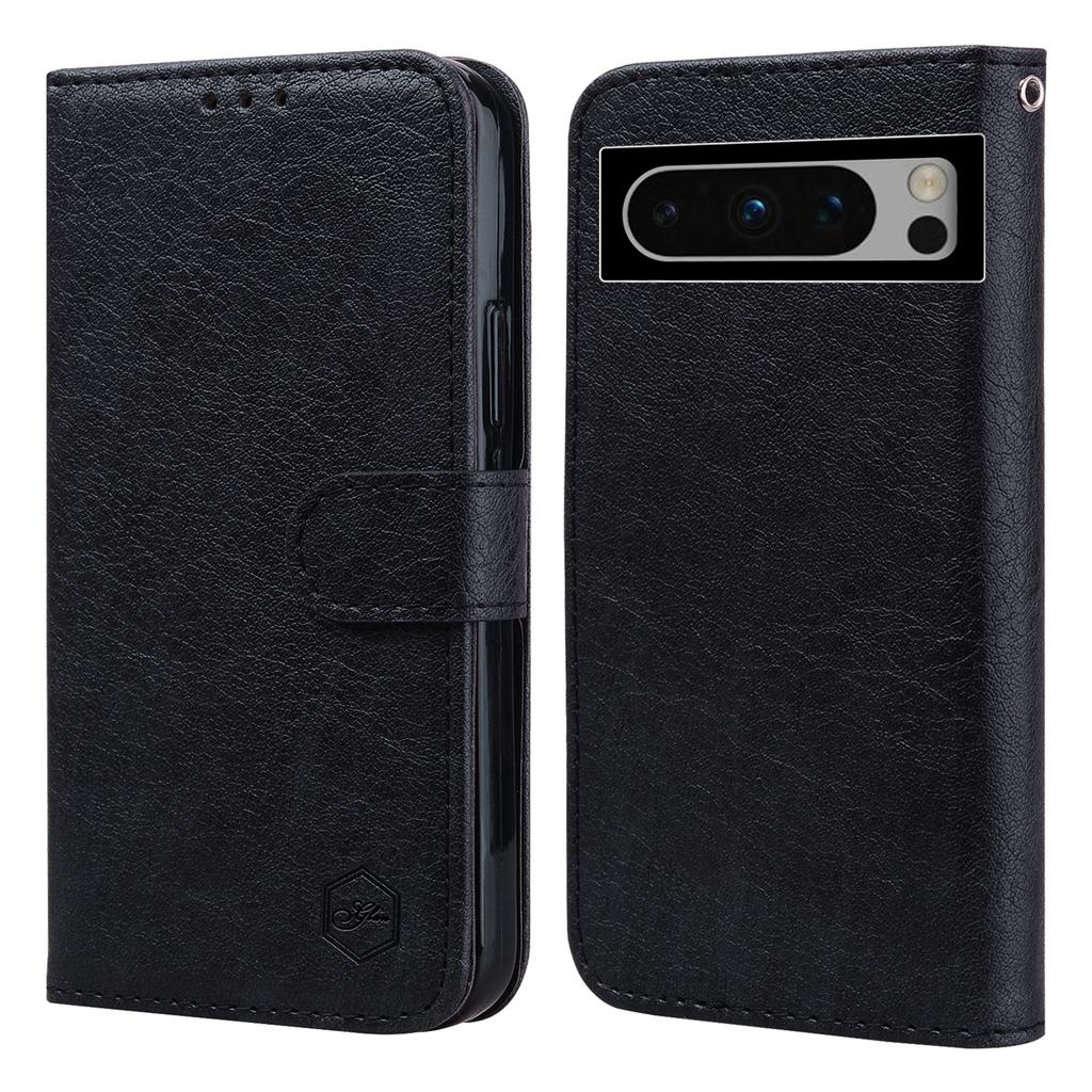 For Google Pixel 8 Pro Solid Color PU Leather Wallet Case Well-protected Cell Phone Stand Cover
