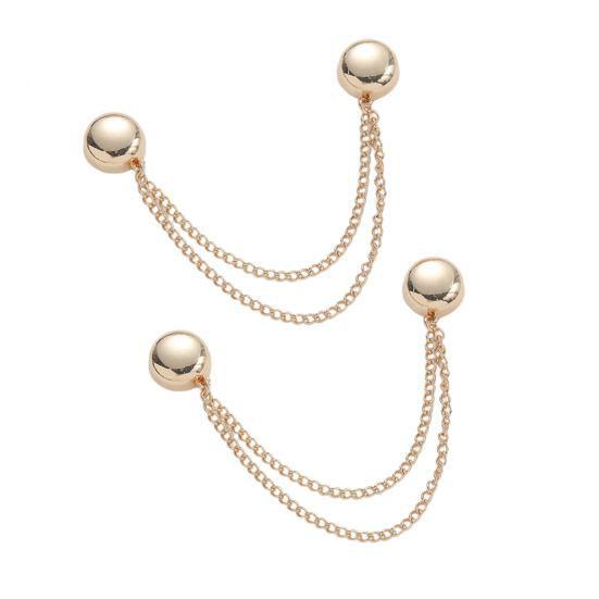 2Pcs Multi-Function Magnetic Clothing Clip with Chain Multi-Purpose Pinless Metal Buttons Clip Clothes Scarf Trouser Legs Cuff Fixing Magnet Pin