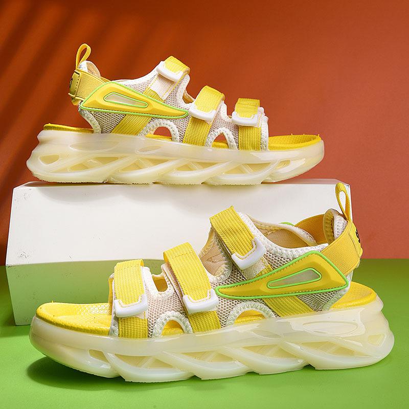 

2025 new personalized fashion casual sports men s sandals youth hollow thick-soled breathable Roman beach shoes 39