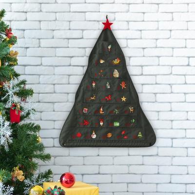 Christmas 24 Day Advent Calendar with Pockets Holiday Decoration Hanging Wall Bag