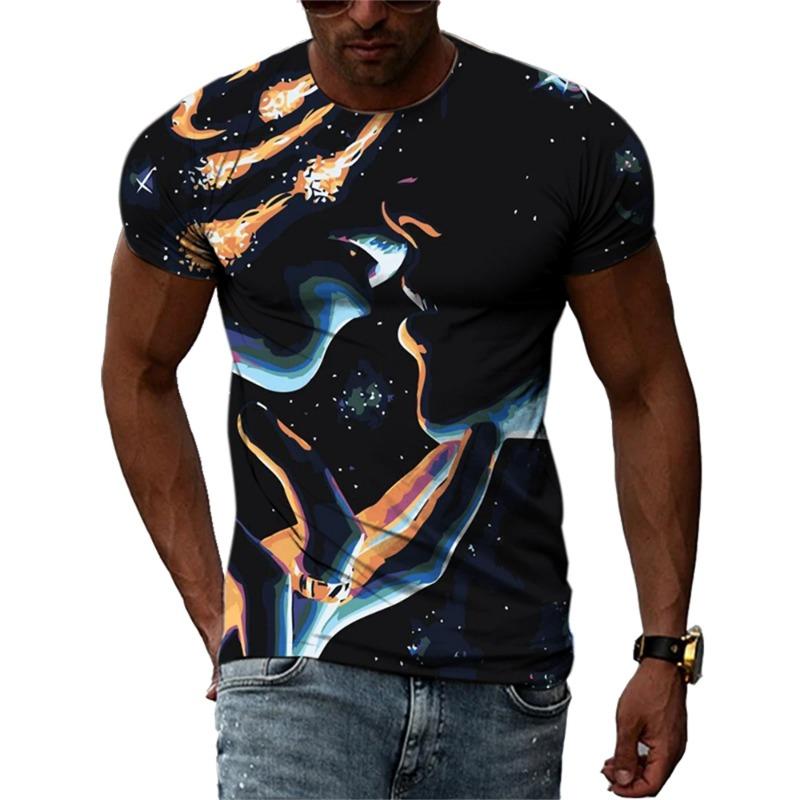 New Fashion Europe and America Retro Graffiti Men T-Shirt Summer