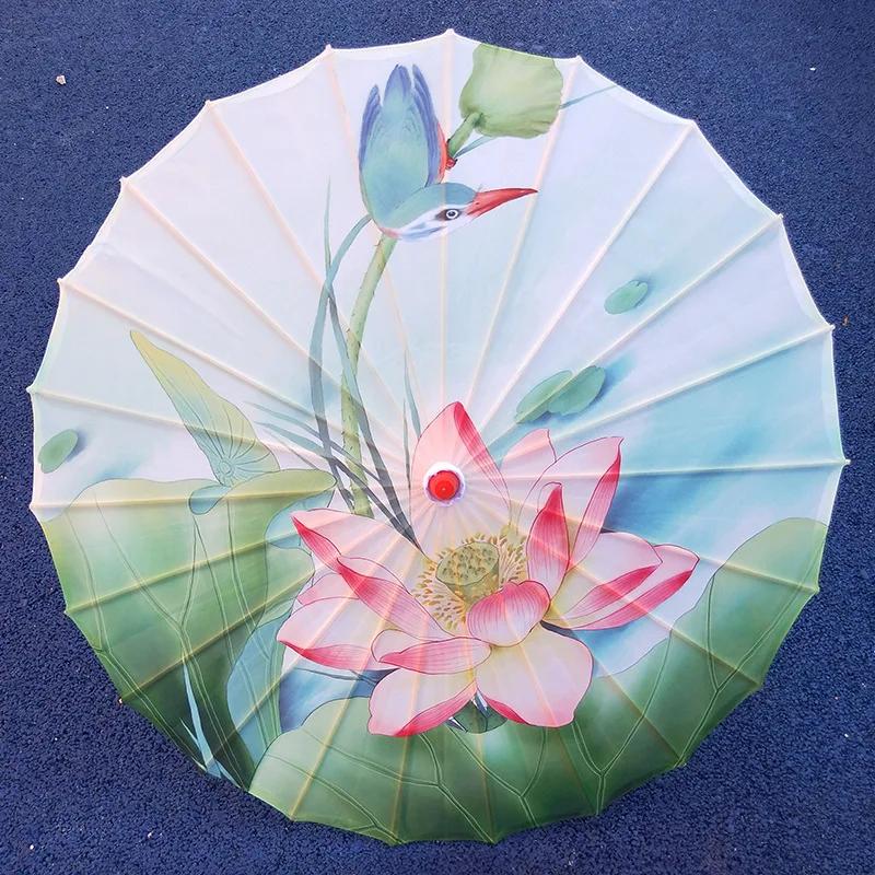 84cm Vintage Chinese Umbrella Silk Cloth Japan Cherry Blossoms Umbrella Home Hotel Ceiling Decor Anime Festival Umbrella Props
