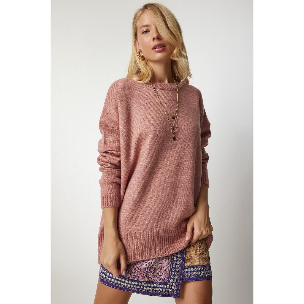Kjeks for kvinner med rund hals Oversize strikkegenser Bv00085
