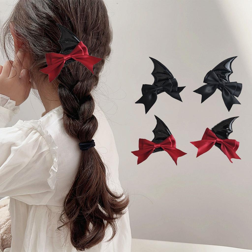 Novelty Bat Wing Devil Hair Clip for Adult Kids Cosplay Party Headwear Halloween Hairpin Set for Costume Parties 2PCS