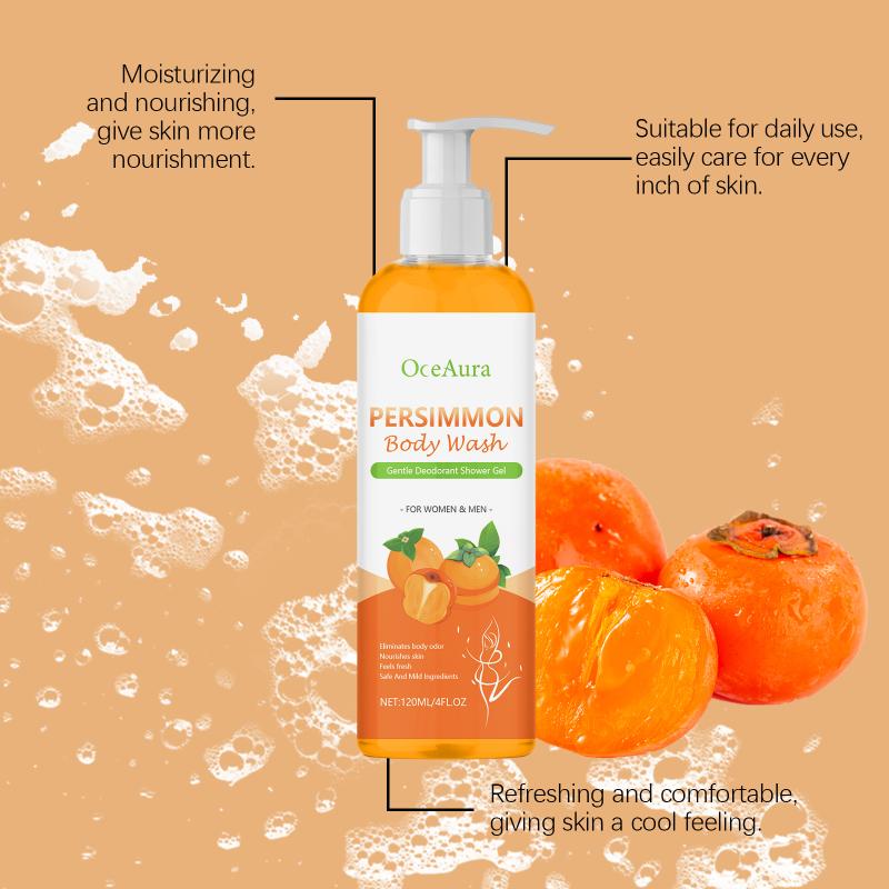 Oceaura Persimmon Deodorizing Shower Gel Odor Remover Sweat Stains Body Cleaning Lasting Fragrance Smoothing Nourish Body Wash