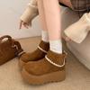 Retro Flanging Design Casual Thick Sole Short Boots for Women   Autumn Fashion Comfortable Versatile Non Slip Ankle Boots