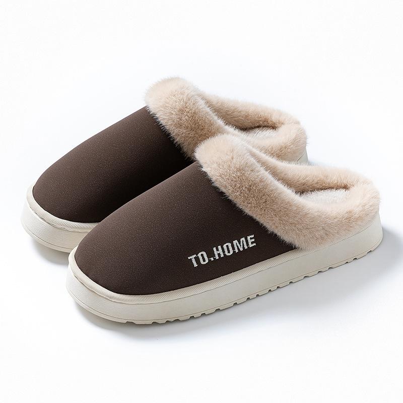 Winter Cotton Towing Cotton Shoes Outer Wear Shoes Platform Plush Home Thermal Fleece Home Slippers Non-slip