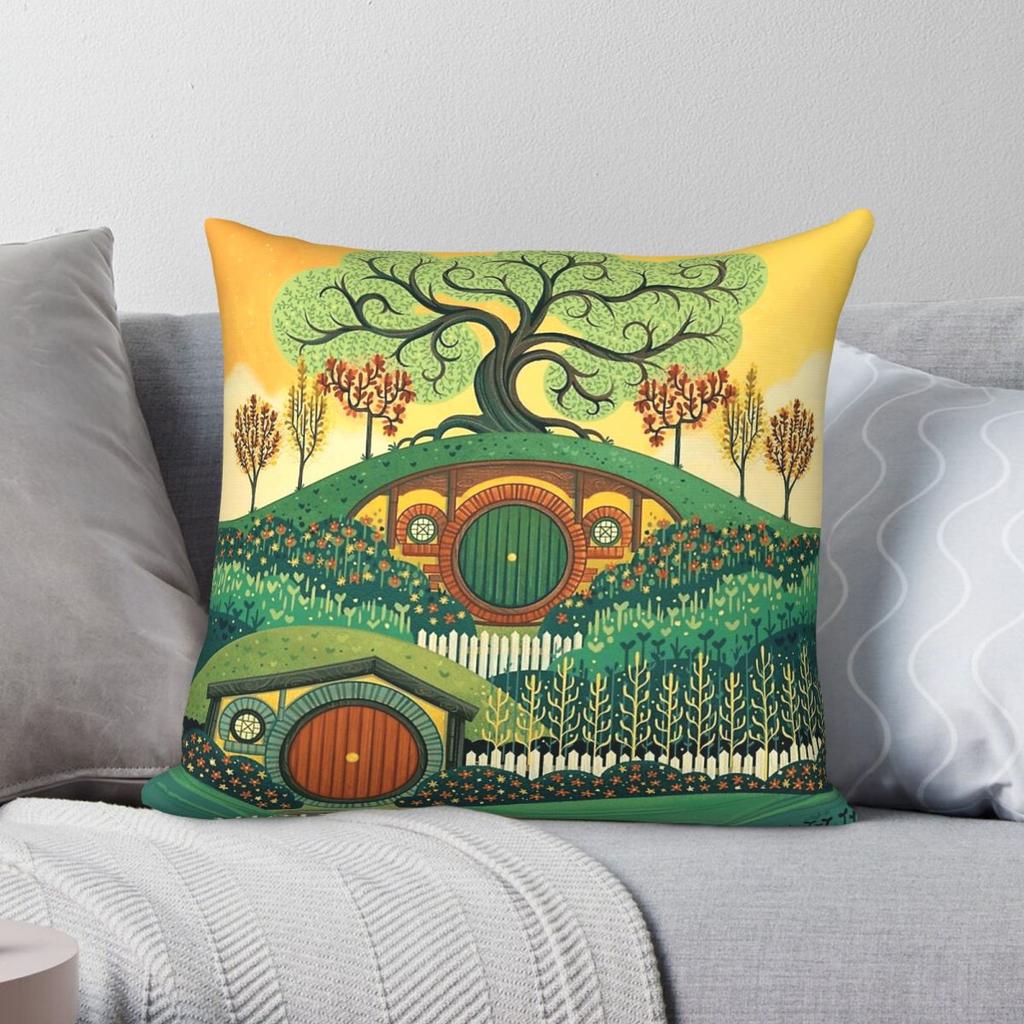 Visit The Shire Bag End Square Pillowcase Polyester Linen Velvet Creative Zip Decor Throw Pillow Case Sofa Cushion Cover