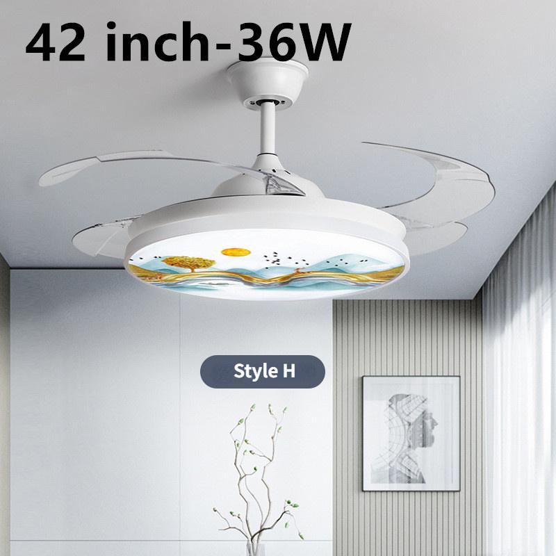 Intelligent Variable Frequency Integrated Ceiling Fan With Light Bedroom Invisible Silent Fan Light Simple Ceiling Fan Lamps With Remote Control