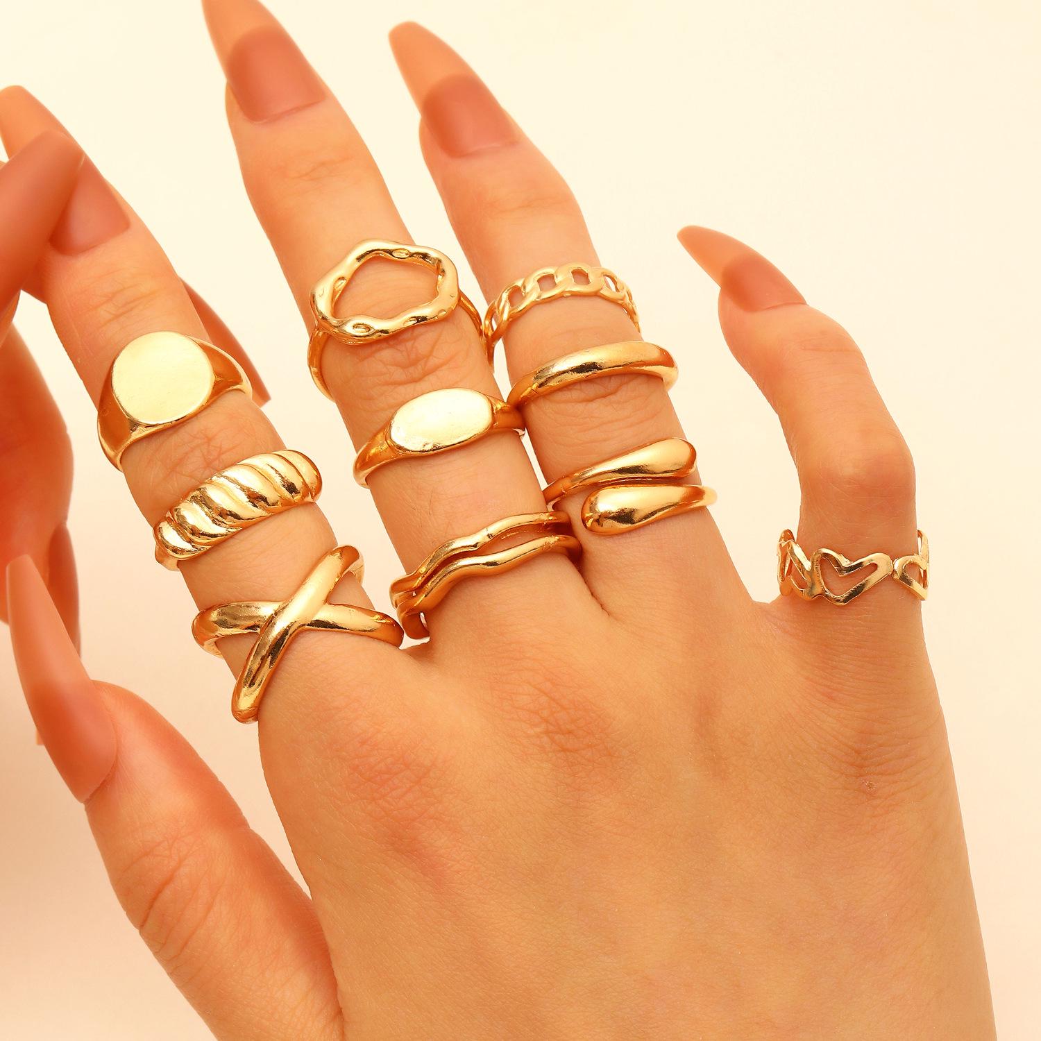 

European & American Cross-border Personalized Irregular Lava Lines Water Drop Glossy Surface Ring for Women