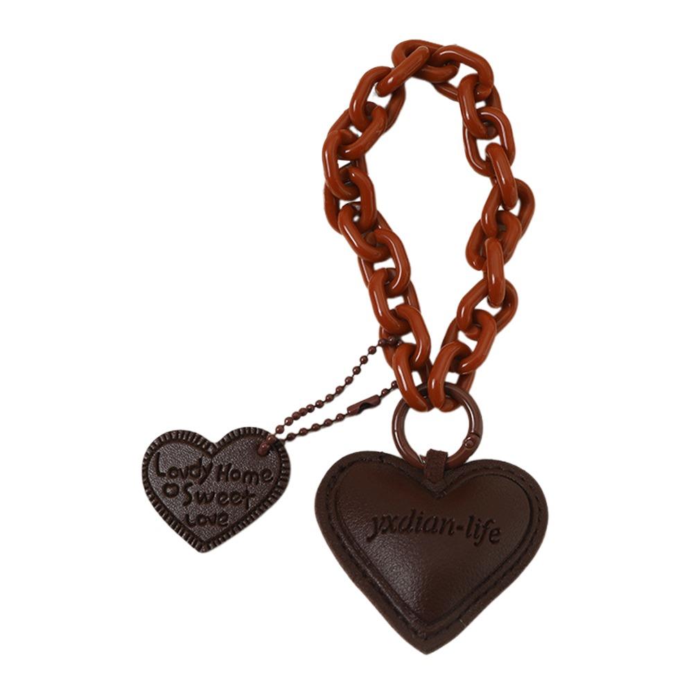Brown Leather Baseball Hanging Rope Bow Heart Pendant Bag Pendant Charms Y2k Vintage Tennis Woven Rope Keychain Lovers Gifts