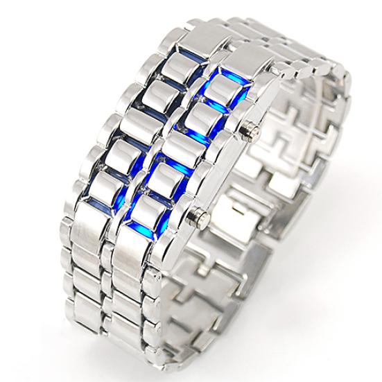 Herre Dame Lava Rustfritt stål LED Digital Quartz Armbånd Klokke Armbåndsur