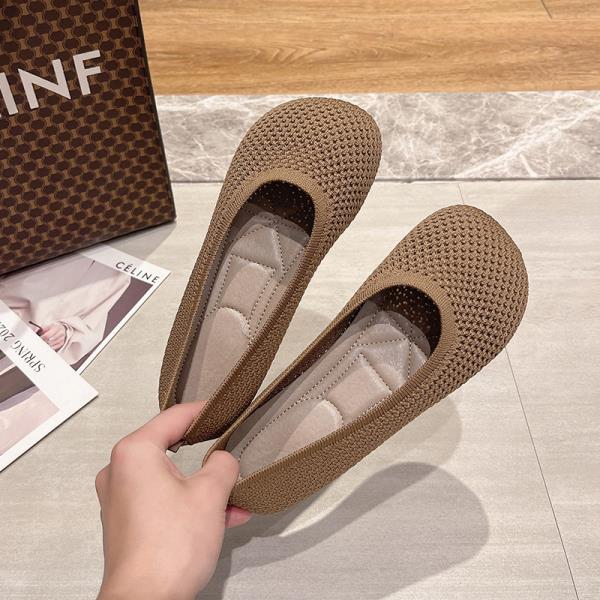 Fashion Casual Woman Shoe Tennis Female Soft Round Toe Knitting Flats Ladies' Footwear Slip-on Breathable Comfortable Dress Slip On Rubb