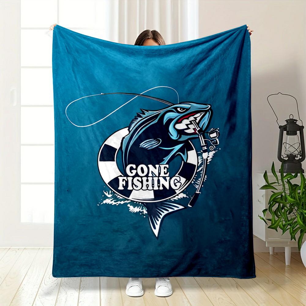 Fishing Theme Cartoon Fish Design Blanket Flannel blanket for bedroom, living room, sofa, and nap sofas
