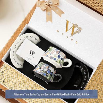 WOOCH Ceramic Couple's Coffee Cup & Saucer Gift Set